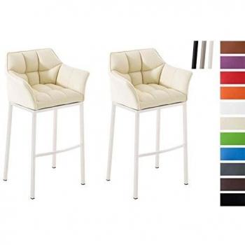 Set de 2 Taburetes Damaso en Polipiel Crema Blanco con Estructura de 4 Patas