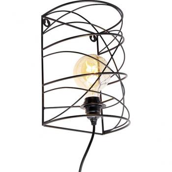 Aplique de diseño negro SPIRA, acero, redondo, adecuado para LED, max. 1 x 40W
