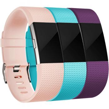 Fitbit Charge 2 Correa, HUMENN Edición Especial Deportes Recambio de Pulseras Ajustable Accesorios para Fitbit Charge 2 Pequeño #3 Rosa+Turquesa+Ciruela
