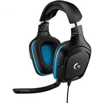 Logitech G432 Wired Gaming Headset, 7.1 Surround Sound, DTS Headphone:X 2.0, 50 mm Audio Drivers, USB and 3.5 mm Audio Jack, Flip-to-Mute Mic, Lightweight, PC/Mac/Xbox One/PS4/Nintendo Switch - Black