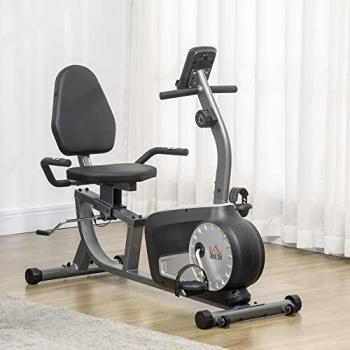 Bicicleta Estática con Respaldo y 8 Niveles de Resistencia Magnética para Ejercicio en Casa y Oficina, Pantalla LCD Ajustable