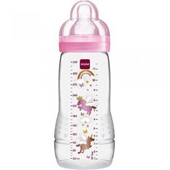 Intrucciones en lengua extranjera - Segundo Faded Botella Edad MAM Baby, de 330 ml, a partir de 6 meses, Chupete Flujo X, Colores Variados