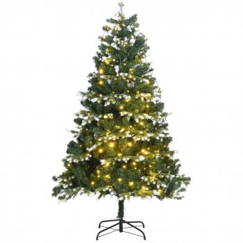 Artificial Hinged Christmas Tree with 300 LEDs and Flocked Snow - 180 cm