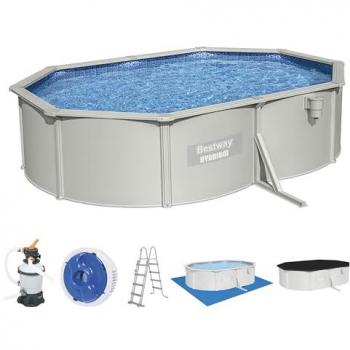Set de Piscina Hydrium Bestway 500 x 360 x 120 cm - Pared de Acero con Filtro de Arena, Color Gris