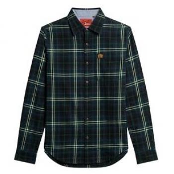 Superdry Organic Cotton Lumberjack Check Long Sleeve Shirt - Navy, Size XXL
