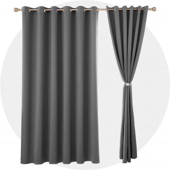 Deconovo Opaca Cortina Térmica Aislante y Ruido Reducción con Ojales 2 Piezas 229 x 229 cm Gris Claro