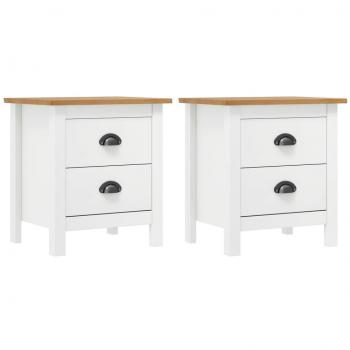 vidaXL Bedside Cabinet Hill 2 pcs White 46x35x49.5 cm Solid Pine Wood