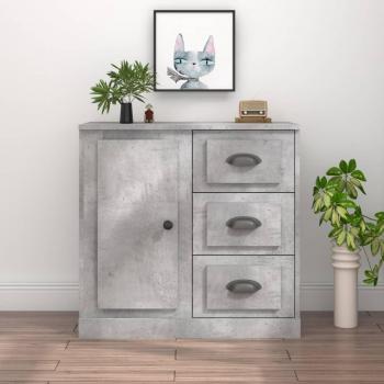 Aparador de madera contrachapada gris hormigón 70x35,5x67,5 cm Mueble de Almacenaje de Salón Buffet para salón Armario Auxiliar Armario de Almacenamiento
