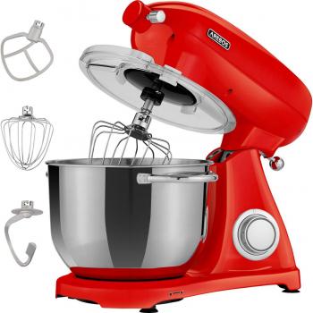 AREBOS Batidora Amasadora Retro 1800W 6L Cuenco Acero Inoxidable 6 Velocidades Silenciosa Roja