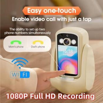 Cámara WiFi HD 1080P Mini Inteligente con Llamada a un Clic, Intercomunicador de Voz Bidireccional 360° y Visión Nocturna para el Hogar y Dormitorio