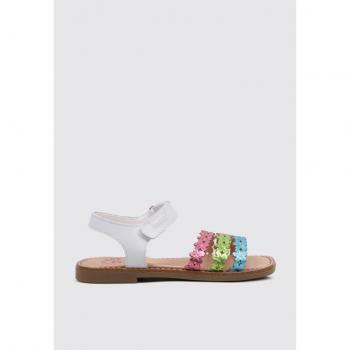 Pablosky - Sandalias abiertas de niña en piel con cierre adherente, modelo 427800, tipo sandalia plana, color combinado, talla 32