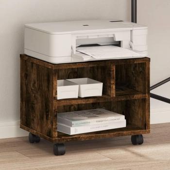 vidaXL Printer Stand with Wheels Smoked Oak 41x32x34.5 cm