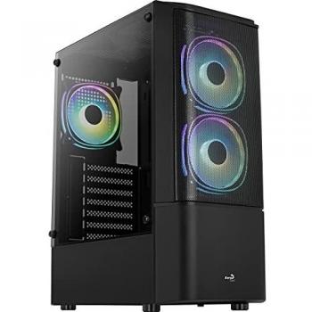 Aerocool QUANTUMMESHV3BK Negro, Caja PC ATX, Cristal Templado, 3x Ventilador RGB