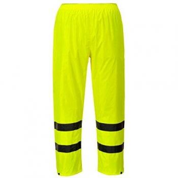 Pantalones de Lluvia Hi-Vis Portwest H441, Color Amarillo, Talla XL, PVC y Reflectantes