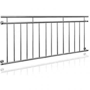 Balcón Francés ECD Alemania 184 x 90 cm - Blanco Mate Rugoso - Acero con Recubrimiento en Polvo - Rejilla de Seguridad con 14 Barras