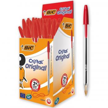 BIC Cristal Medium Ballpoint Pens 50 Pack Red