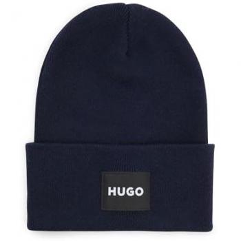 Gorro HUGO Xevon de algodón con logo en azul marino, talla única