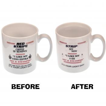 Red Stripe Coffee > Strip Off Now - Disappearing Letters Heat Change Mug