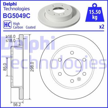 Disco de freno DELPHI BG5049C, volver, completo, altamente carbonizado, 2 pieza