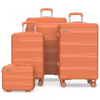 Juego de Maletas de Viaje Numada Upfly T10 4 Pzs ABS (55/66/76cm) + Neceser Naranja Compartimentado