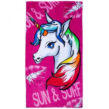 TOALLA ESTAMPADA UNICORNIO 90X170CM 100% ALGODÓN