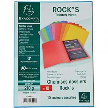 Exacompta 217001E - Lote de 10 Subcarpetas RockS 220, Colores Surtidos