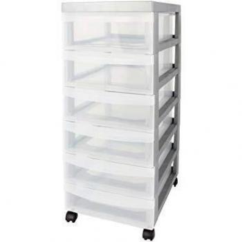 Iris Ohyama Design Chest DC-360 Armario de 6 cajones sobre Ruedas, Plata, 40 x 29 x 61,5 cm