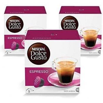 NESCAFÉ Dolce Gusto Cápsulas de Café Espresso, Pack de 3 x 16 Cápsulas - Total: 48 Cápsulas de Café