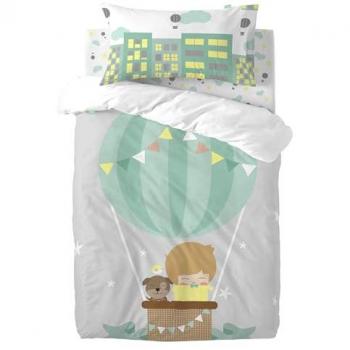 Juego Nórdico Cuna 2 Piezas Air Balloon Multicolor 115x145 cm, 100% Algodón, Calidad de 150 TC, Hecho en España