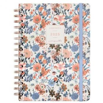 Agenda espiral doble año 2025 Moniquilla E10-155x212 mm semana vista horizontal Amapola Finocam multicolor