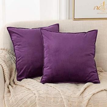 Deconovo Fundas para Cojines de Almohada del Sofá Cubierta Suave Decorativa Protector para Hogar 60 x 60 cm 2 Piezas Púrpura Oscuro