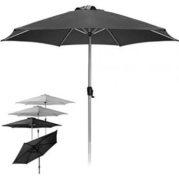Sombrilla Jardín Inclinable 270 cm con Manivela, Protección UV, Doble Techo, Impermeable - Colores a Elegir para Terrazas y Patios