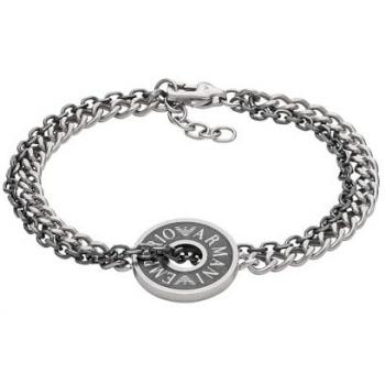 Pulsera Hombre Emporio Armani EGS3094040 - Pulsera de acero inoxidable, diseño elegante y moderno, cierre de seguridad, logotipo de Emporio Armani grabado, resistente al agua