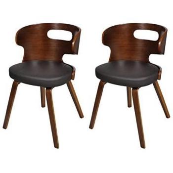 Set de 2 sillas de comedor de cuero Marco De Madera Marrón Recortable