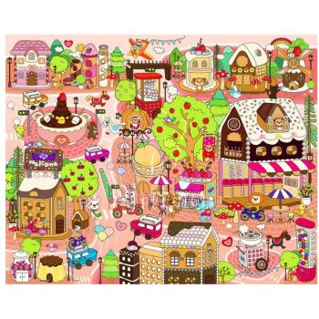 Puzzle de Plástico Pintoo - Pueblo de Dulces, 80 Piezas