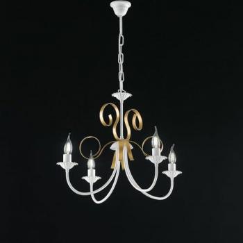 Araña Clásica de Hierro Blanco y Oro con 4 Luces - Bonetti Illumina 61x h47 cm