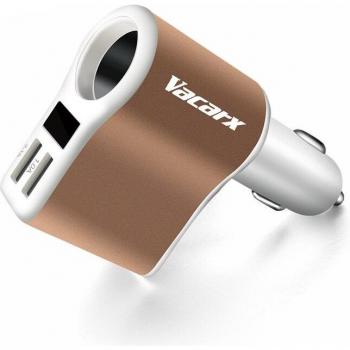 Cargador USB Doble para Coche Vacarx con Monitoreo Inteligente de Voltaje y Enchufe de Un Solo Orificio