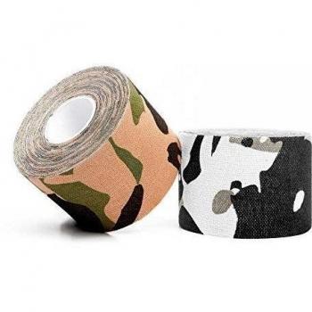 3x vendajes camuflaje de kinesiología, vendaje elástico y de calidad / tejido 100 % algodón, resistente al agua, nueva fórmula adhesiva para una mayor adhesión en circunstancias extremas. Recomendado por fisioterapeutas. Longitud de rollo 5 m, anchur