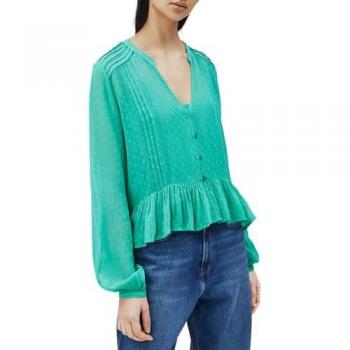 Pepe Jeans Arvana Viscose Green Buttoned Blouse for Women, Size M