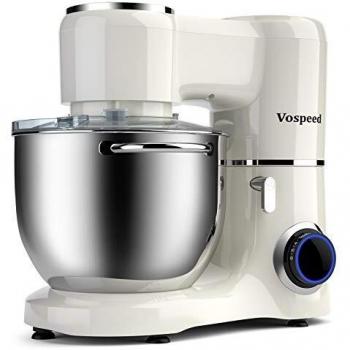 Vospeed batidora amasadora 1500W 8L de la torta del mezclador eléctrico de cocina batidora con tazón de acero inoxidable, batidor, gancho amasador, Bata por un horno, lavavajillas Seguro