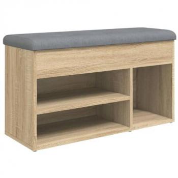 Banco zapatero de madera de ingeniería roble Sonoma 82x32x45,5 cm marrón
