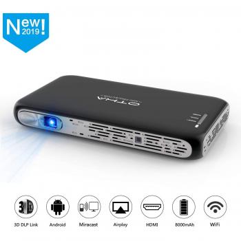 OTHA Mini Proyector Portátil, Proyector DLP Video 200ANSI Lúmenes, Android Bluetooth WiFi Cine en Casa, Soporte 1080P 4K HDMI USB 3D DLP-Link, Compatible con Fire TV Stick / PS3 / PS4 – Negro