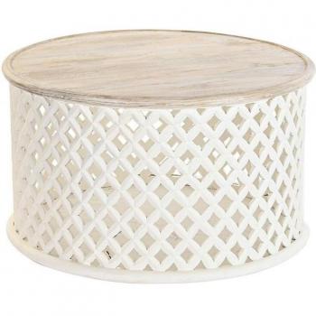Mesa de café de mango natural con acabado artesanal y diseño contemporáneo