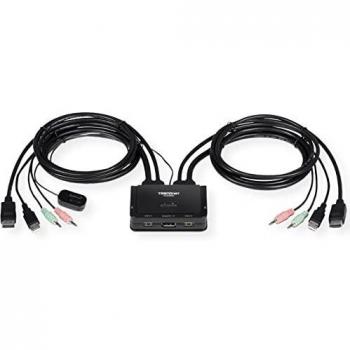 Switch KVM Trendnet TK-220DPI con soporte para resolución 4K Ultra HD y USB 60 Hz en color negro