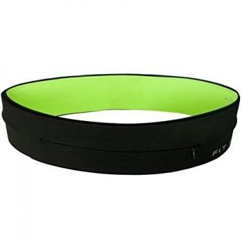 Fit - Cinturón Reversible - Fitness - gimnasio - Cinturón de running - viaje - Riñonera - adecuado para todos los teléfonos móviles también incluye Clave/cadena de anillo., color negro/verde, tamaño X-Large 35-38