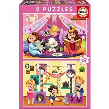 Educa Borrás - 2 Puzzles Pijama Party, 20 Piezas