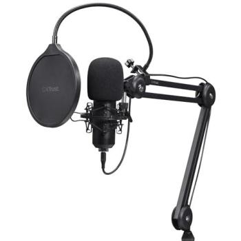 Micrófono USB Trust GXT 270 Emita II+ Cardioide con Brazo Ajustable y Filtro Antipop para Podcasts