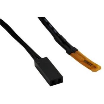 Sonda de Temperatura InLine® con Cable de 1m y Conector de 2 Pines, Accesorio para Ventiladores de PC, Color Negro