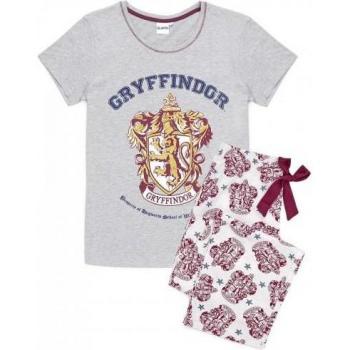 Conjunto de pijama largo femenino Harry Potter Gryffindor gris/blanco/maroon S