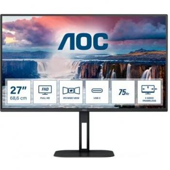 AOC 27V5CE - Monitor FHD de 27 Pulgadas, Altavoz (1920 x 1080, 75 Hz, HDMI, USB-C, USB Hub), Color Negro